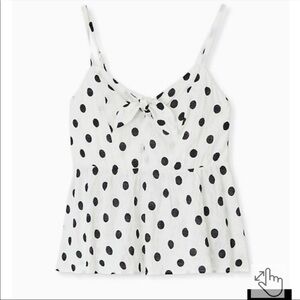 Torrid White Black Polka Dot Tie Front Midi Peplum Cami Size 2 NWT D